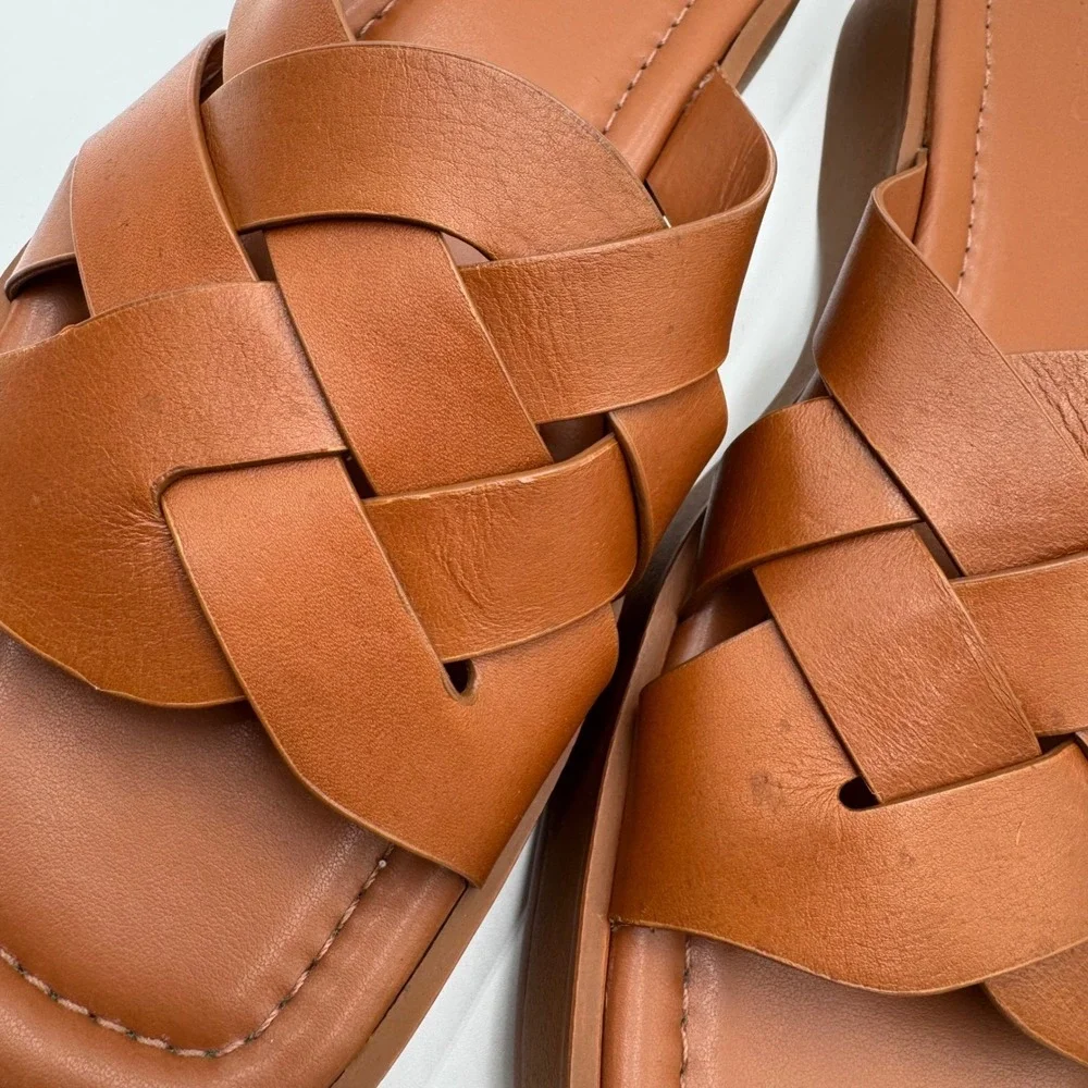 Pilcro Anthropologie Woven Slide Sandals Platform Women 40 EU 9 US Brown Chic